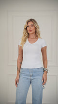 Baby Look Segunda Pele Feminina Gola V Essencial